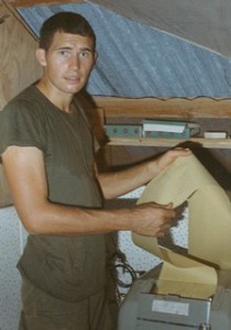 Packer at AFVN with teletype